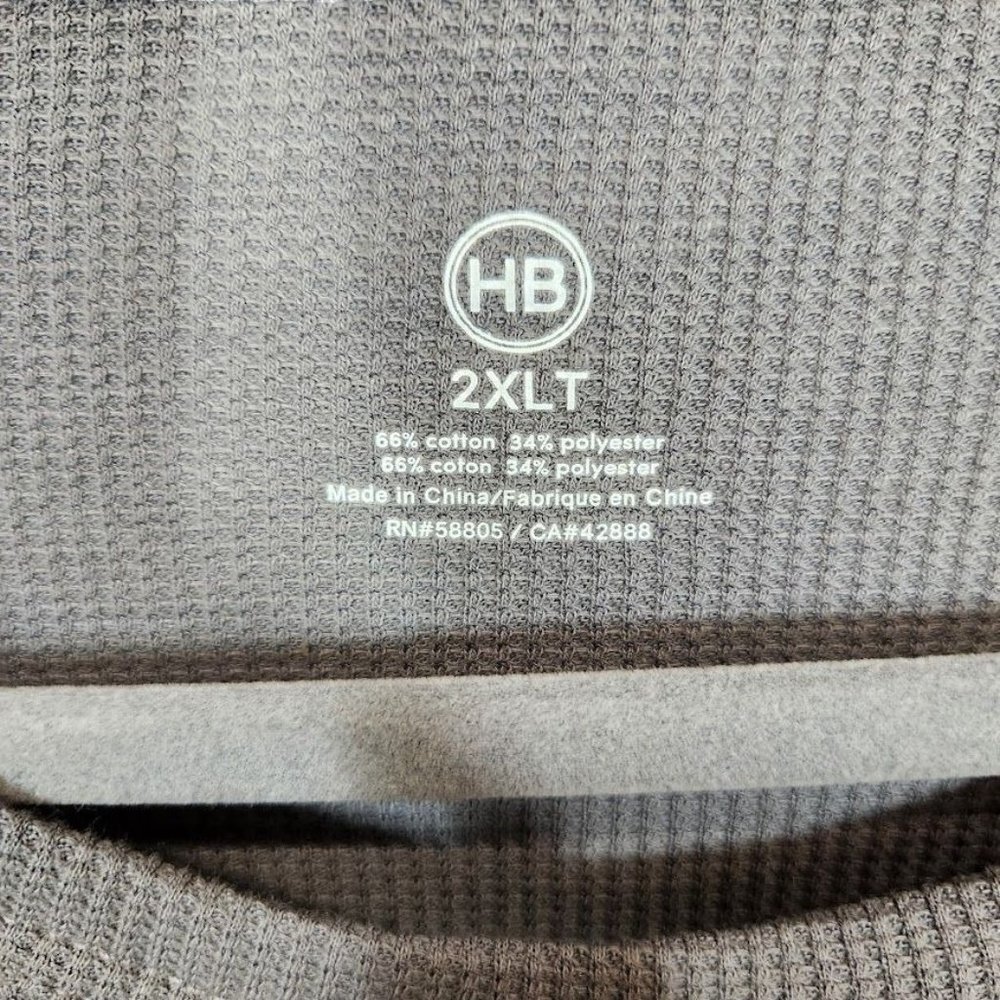 Harbor Bay Big & Tall Long-Sleeve Waffle-Knit Crewneck Tee -‎ Grey - Size 2XLT - Picture 4 of 5